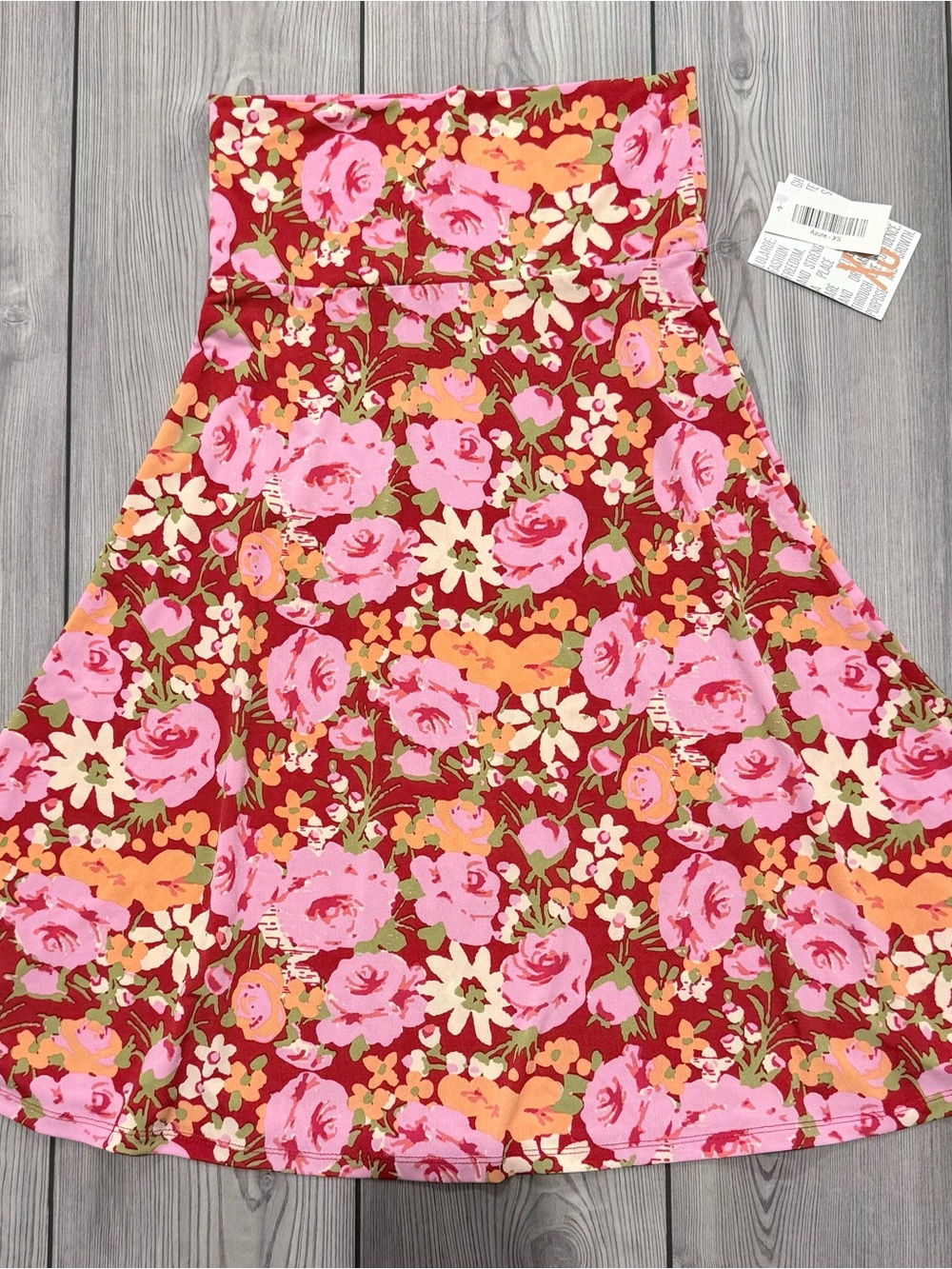 LuLaRoe Floral Midi Skirt in Red, Pink, Orange